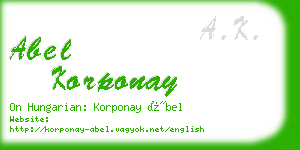 abel korponay business card